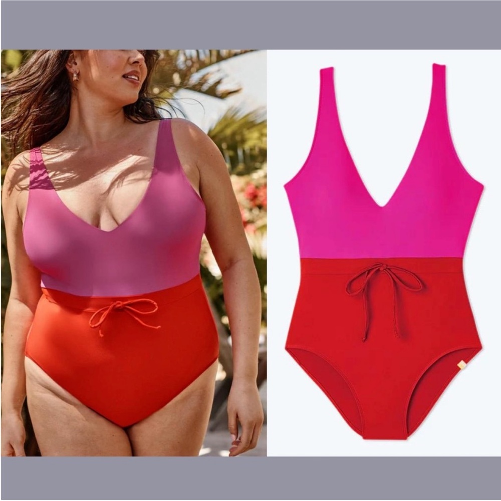 Summersalt tie waist backflip Pink and Red One-Piece Swimsuit